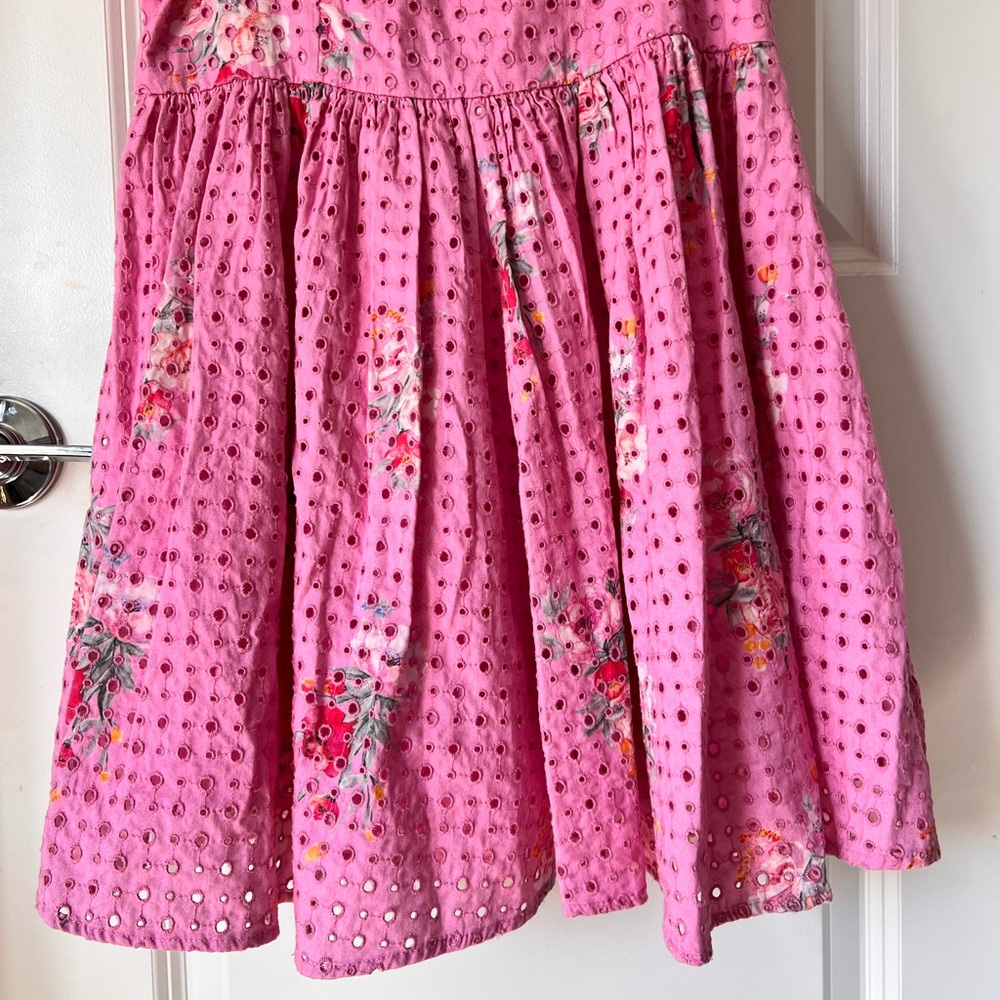 LoveShackFancy Altima Mini Dress Pink Floral Puff Sleeve 100% Cotton Medium - Picture 5 of 9